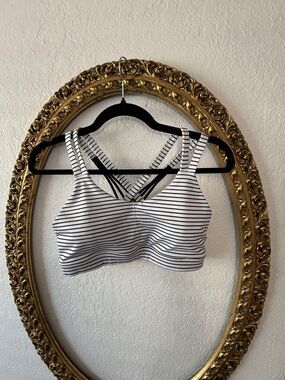 Striped Black & White Bralette with Crisscross Back